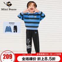 minipeace Taiping kids boys set spring trend contrast bear crew neck sweatshirt two-piece Ole
