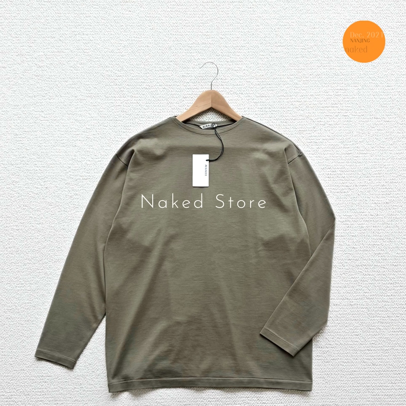 In Stock Auralee Luster Plaiting Boat Japanese-Made Twisted Cotton Boat Neck Long-Sleeve T-Shirt