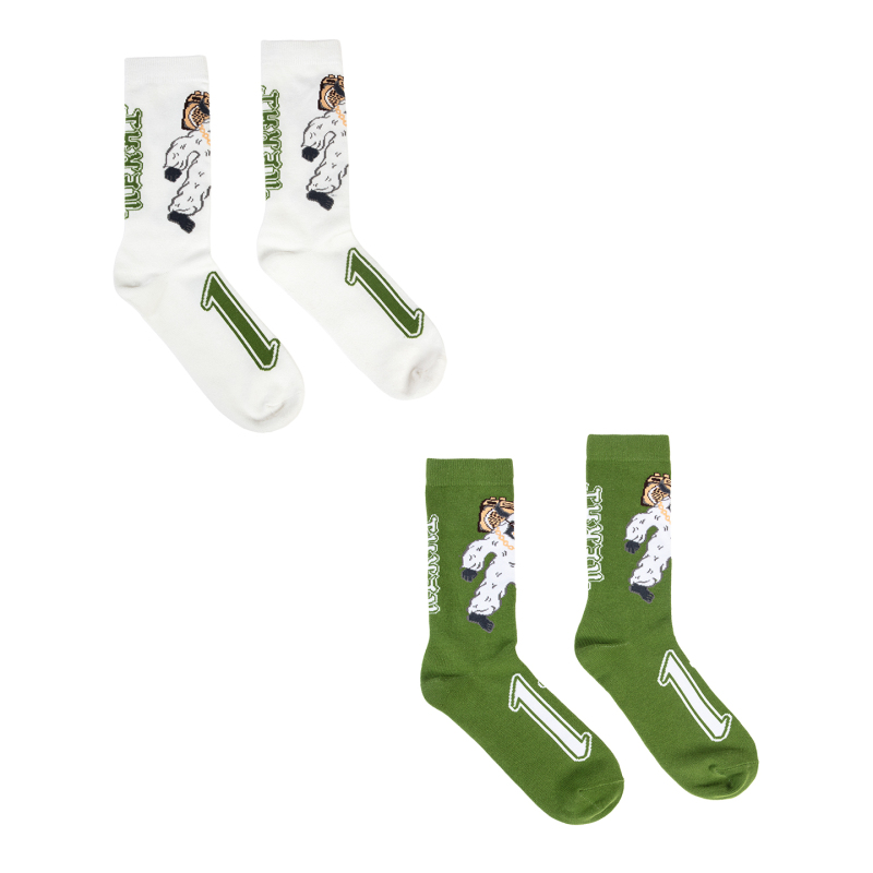 Shengshan Linca Original Limited Edition Cotton Socks with Snow Monster Jacquard Pattern, Trendy Sports Sweat-Absorbent Breathable Mid-Calf Socks Suitable for All Seasons