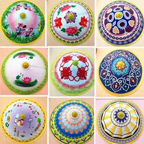 Painted triple leaf hat Pineapple Cloth Cap Nursery Three Leaf Props Cap Square Dance Bucket Hat Decorated Dance Hat