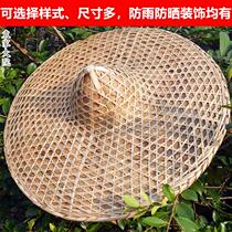 Mens and womens hat-hat-hat bamboo-woven sun hat Rain-proof decoration handmade sunscreen hat dance performance prop Red Army hat