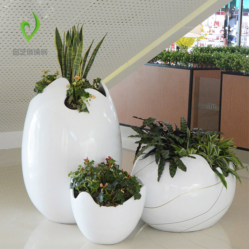 Eurofiberglass Flower Pot Eggs Styling Ground Large Vase Flower Vat Mall Hotel Hallway Front Door Decorated Swing