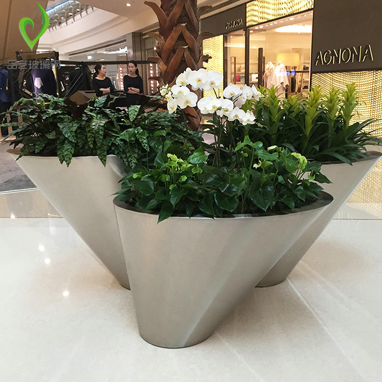 Large Mall Glass Fiber Combined Flowerpots Beauty Chen Floor Large Vase Flower Vat Hotel Hallway Front Decoration Hem