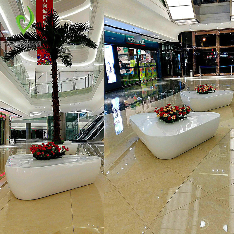 FRP leisure seat simulation tree pot combination outdoor shopping mall beauty decoration decoration parts rest area waiting chair
