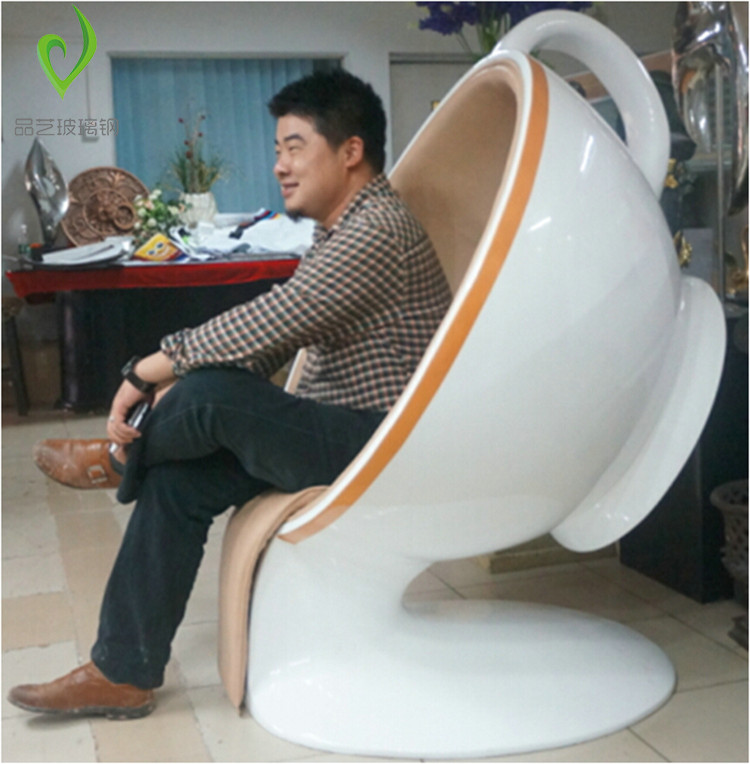 Glass Fiber Casual Seat Outdoor Modern Personality Coffee Cup Sculpture Sitting Stool Mall Beauty Chen Swing Piece Lounge