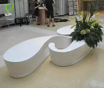 Large shopping mall shaped glass fiber leisure seat flower pot combination simple creative bench public area rest stool