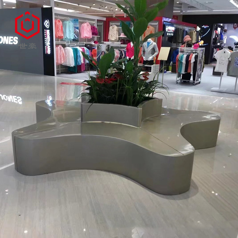 Fiberglass leisure seat flowerpot combination five-star shape outdoor shopping mall Meichen decoration decoration rest waiting chair