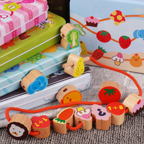 Toddler 1-3 years old semi-beaded beaded educational toy early education wooden boy girl baby fine motor training 2