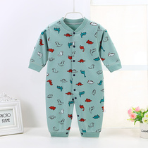  Childrens one-piece pajamas Newborn babies spring and autumn and winter anti-kick split boys and girls Western style Class a pure cotton pajamas