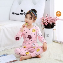  Childrens pajamas Womens autumn and winter autumn clothes autumn pants 5-7 years old suit boys underwear pure cotton bottoming to keep boys warm