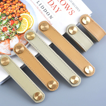 Light luxury wardrobe head layer leather Nordic leather brass handle cabinet door drawer handle leather children anti-collision gold