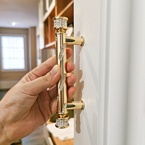 Light luxury mosaic Diamond Crystal European gold small handle modern simple Drawer Wardrobe shoe cabinet door handle