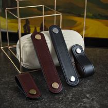 Light luxury Nordic leather handle double-sided color lock cabinet door wardrobe drawer anti-collision ins first layer cowhide