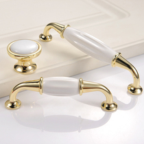 European Nordic cabinet door handle Kitchen wine cabinet wardrobe drawer Ceramic Jane European Gold single hole handle