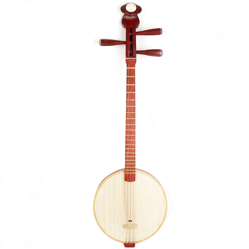 Fan Chao National plucked musical instruments for beginners Red pear wood Qinqin Ruyi flower head Paulownia wood panel Bamboo product strip