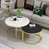 Modern minimalist small family rock plate marble light extravagant round tea table Flower few living-room home tea table small table
