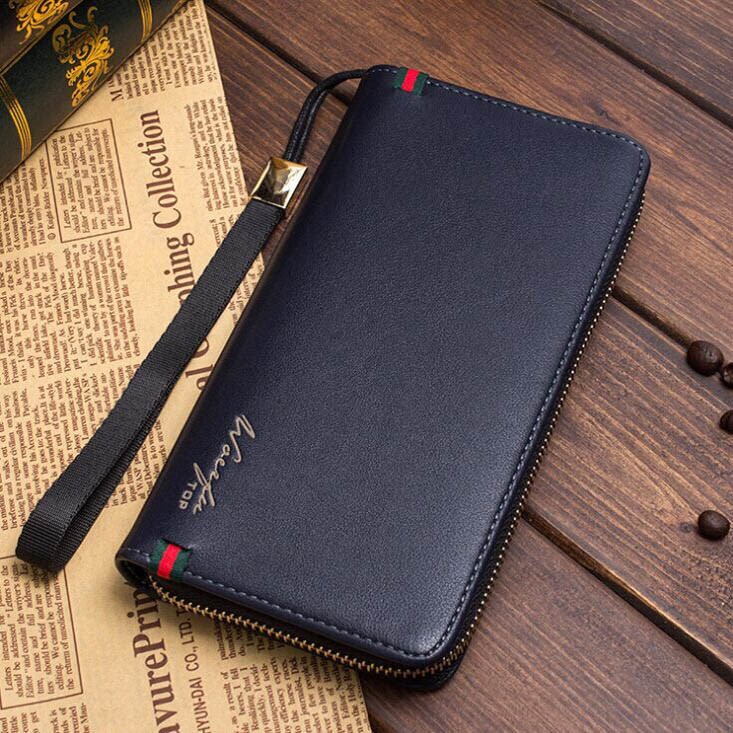 New men's wallet men's long version zipper wallet wallet youth multi-card handbag men's large capacity mobile phone bag men
