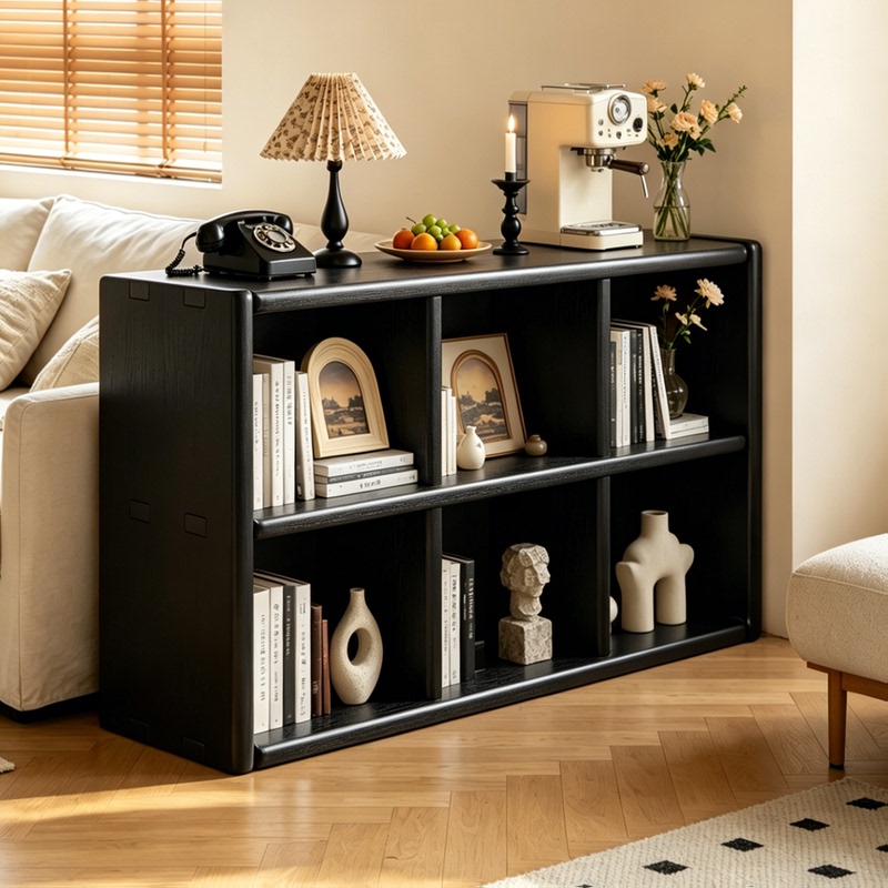 Sofa Side Cabinet, Solid Wood Lattice Cabinet, Small Apartment Living Room Simple Bookshelf, Home Partition Cabinet, Floor-Standing Bookcase, Storage Cabinet