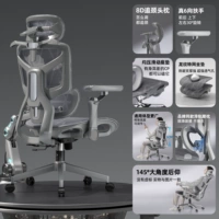 【Регулируемая глубина】 Полный кресло-драконский рисунок Специальный веб-сайт | Луна Shadow Grey | 360 ° Гибкие подлокотники | 8D Подмол