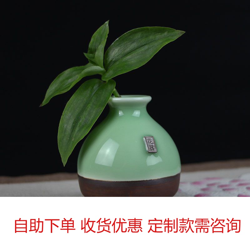 Dragon Springs Green Porcelain Home Decoration Floral Flower Arrangement Bottle Living-room Boutique Good Use Bottle Water Pegfu Tea Table Pendulum Finisher