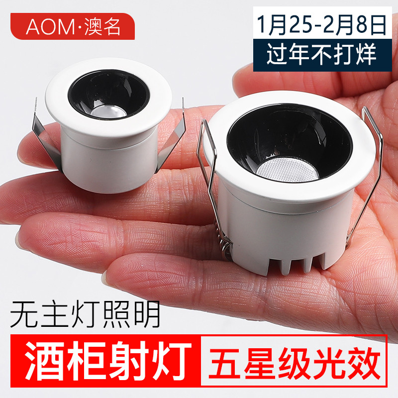 Mini small spotlight embedded led wine cabinet display cabinet gypsophila roof drilling 2 5cm6cm 3W bull eye lamp