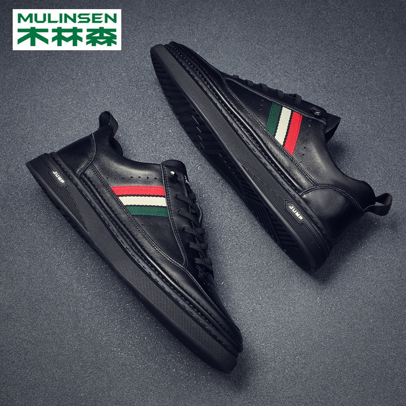 Wood Linson Casual Shoes Man Genuine Leather Han Edition Tide Softbottom Soft Face Shoes Brands Board Shoes Summer Breathable Men's Shoes