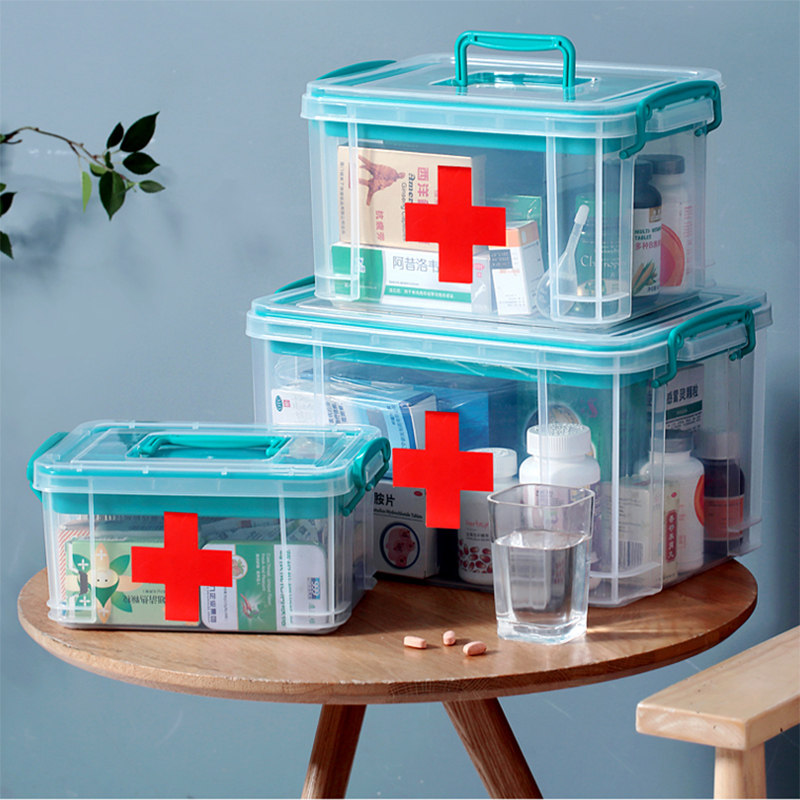 Household medicine box large capacity family small medicine box dormitory medicine storage box medical supplies first aid box plastic
