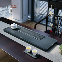 View natural whole piece green sandalwood stone tea plate Wu Jinshi tea table Stone dry bubble table Household simple stone tea sea