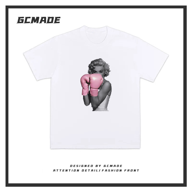 [Marilyn Monroe Boxing] Retro Style Polka Dot Design Boxing Sports Pure Cotton Short-Sleeved T-Shirt Loose Fit