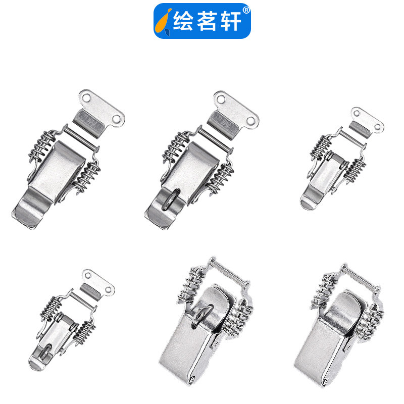 304 Stainless Steel Double Spring Buckle Right Angle 90-degree Drum Box WOODEN BOX CATCH HHPSF61 BAG CLASP