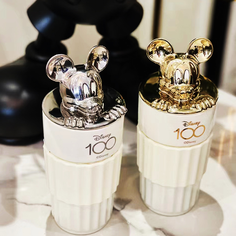 Germ Disney Mickey Water Cup for Girls, High-Looking New Model 2026 Ceramic Couple Mug with Lid for Coffee