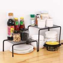 Kitchen dishes seasoning layered storage rack countertop storage cabinet inner compartment partition single layer iron pot shelf