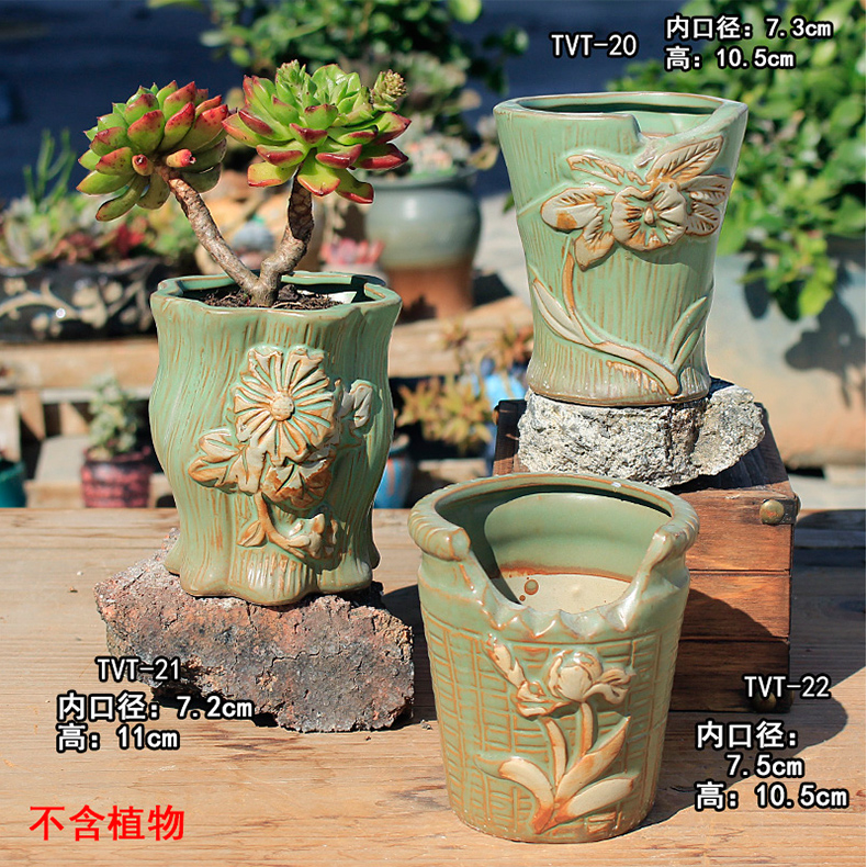 Old running the flowerpot special ceramic creative move, fleshy contracted flesh zhuang zi pottery basin of coarse pottery mage high restoring ancient ways