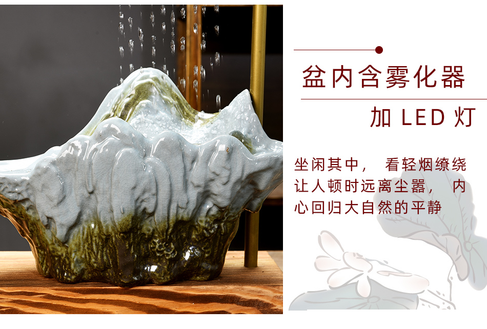 Zen new Chinese style flower water fountain money plant plant household desktop furnishing articles creative ceramic hydroponic flower pot