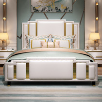 Port-style light extravagant double bed minimalist modern bedroom bed linen net red master bedroom with large bed 1 8 m leather art big bed