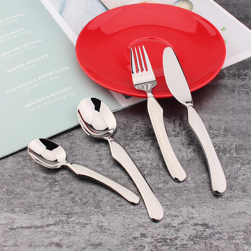 COOKONE Germany 304 stainless steel western spoon Children's tableware set Eating spoon Steak knife and fork feeding spoon