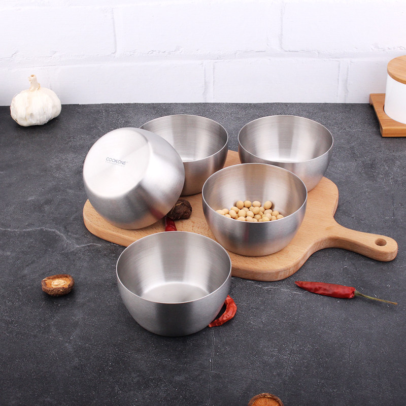 COOKONE304 Stainless Steel Baking Small Bowl Home Buffet Hot Pot Sauce Bowl Small Steamed Egg Bowl Complementary Food Bowl