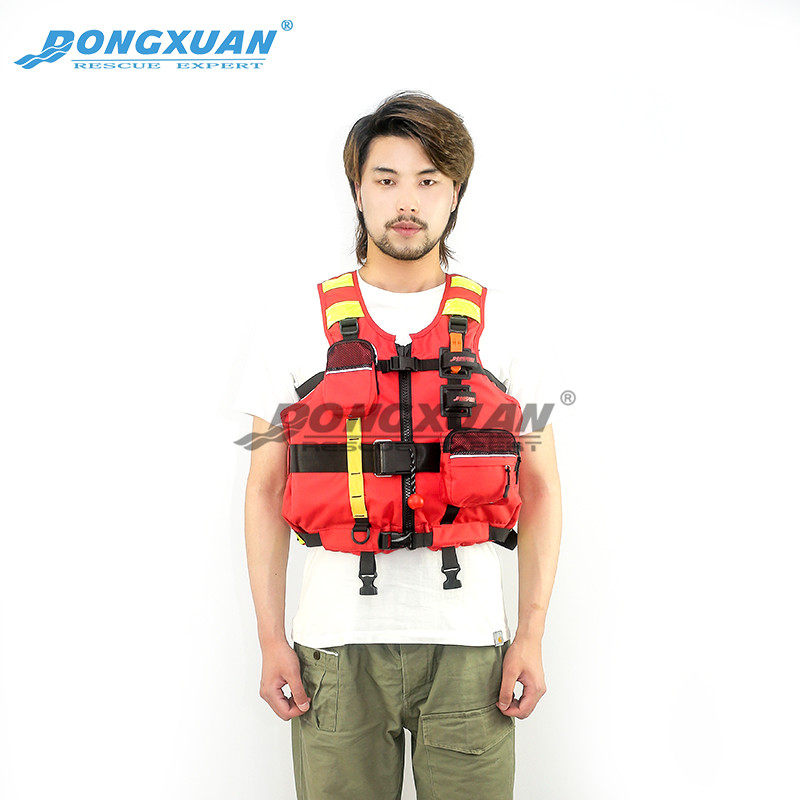 DONGXUAN waters torrent life jacket large buoyancy professional firefighter adult vest blue sky rescue vest