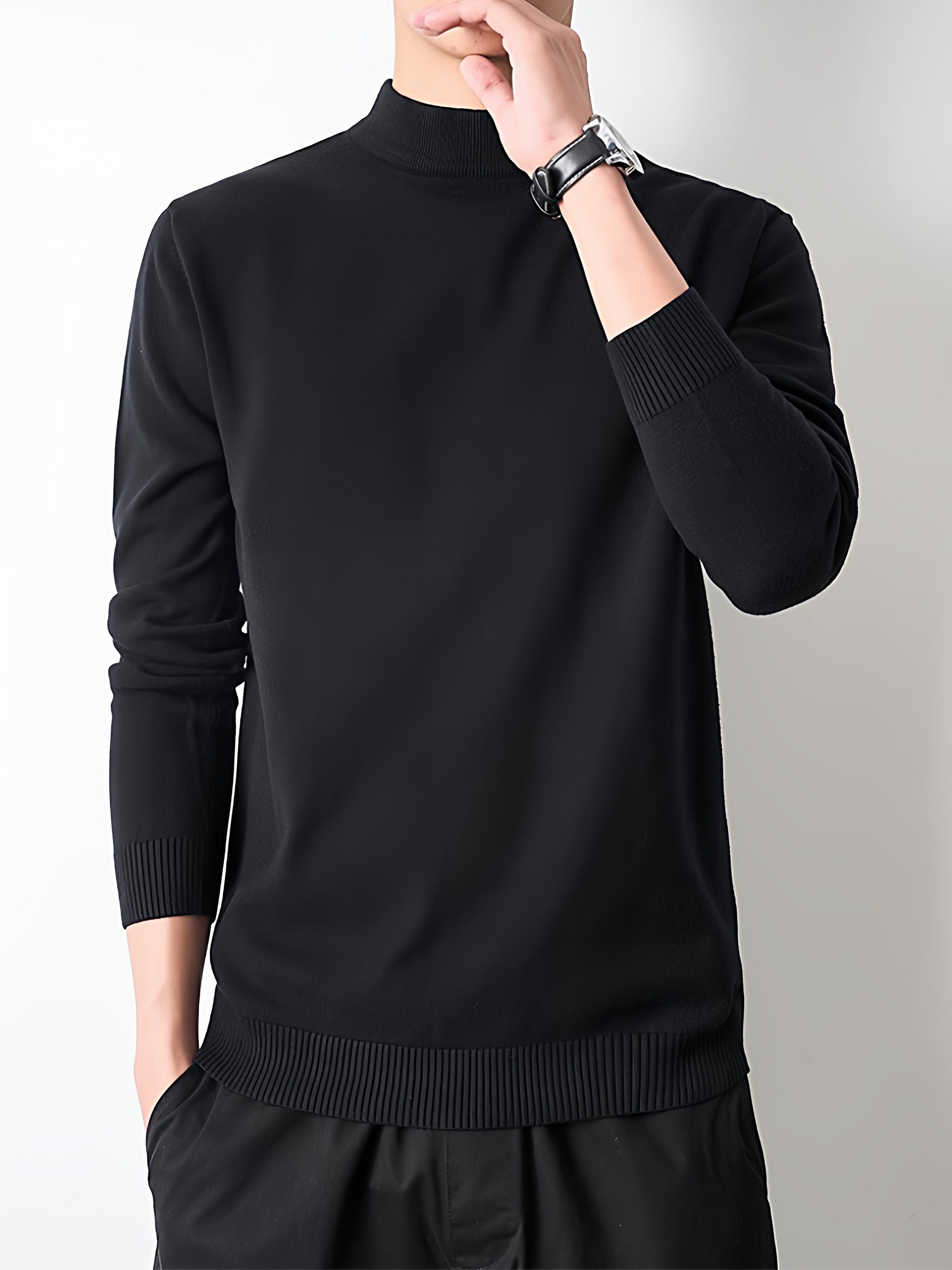Modal Half-Turtleneck Sweater for Men, Autumn and Winter 2026 New Style, Fleece-Lined, Mid-Neck Knit Warm Base Layer Top