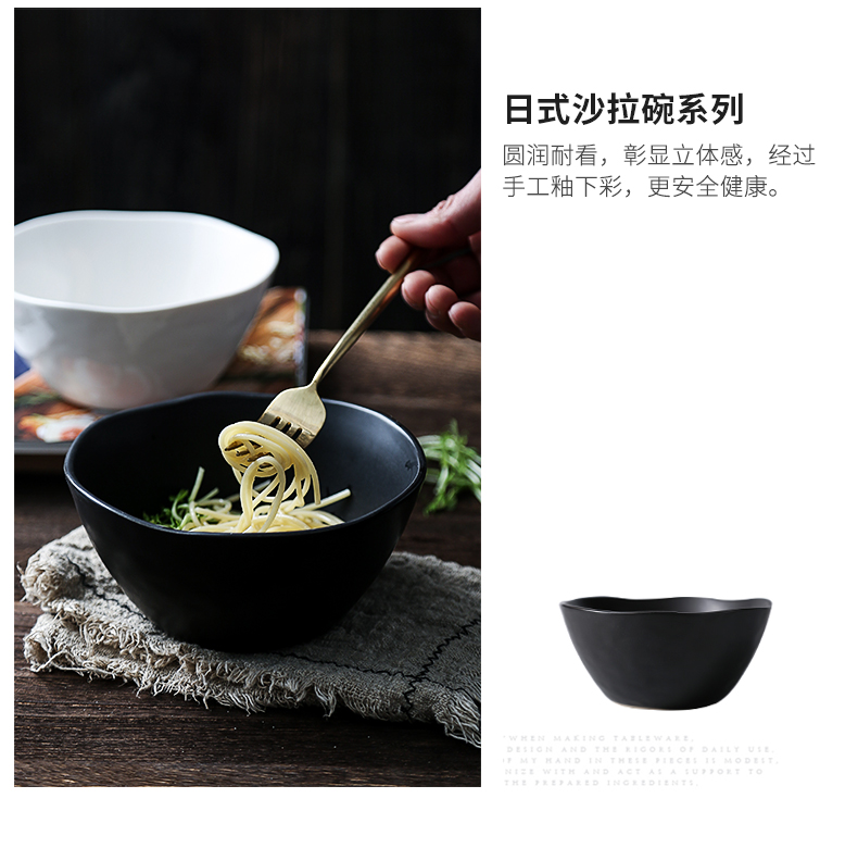 Black Japanese hotel la rainbow such use ceramic creative household salad bowl big bowl character abnormity mercifully rainbow such use customization