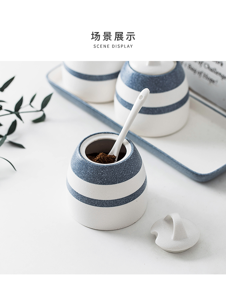 Japanese ceramics creative flavor pot three - piece kitchen household Nordic condiment bottles of salt, sugar, monosodium glutamate seasoning box set