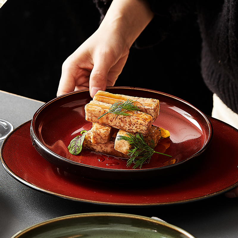 Creative Japanese ceramic plate of household 0 beefsteak dish breakfast dish restaurant tableware plate characteristics of cold dishes