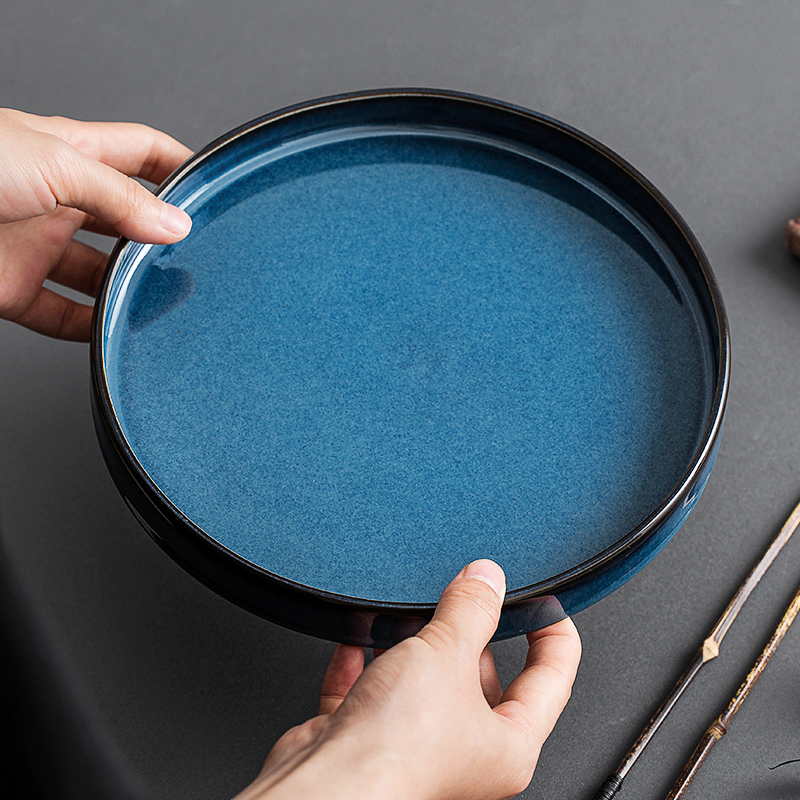 Japanese 8 inch round plate household ceramics dishes disc creative steak plate character deep dish dinner plate tableware