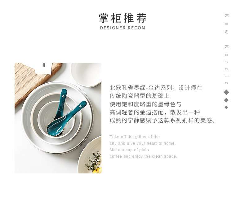 Web celebrity Nordic light dishes key-2 luxury dish bowl set combination of household modern beautiful ceramic dish fish dish