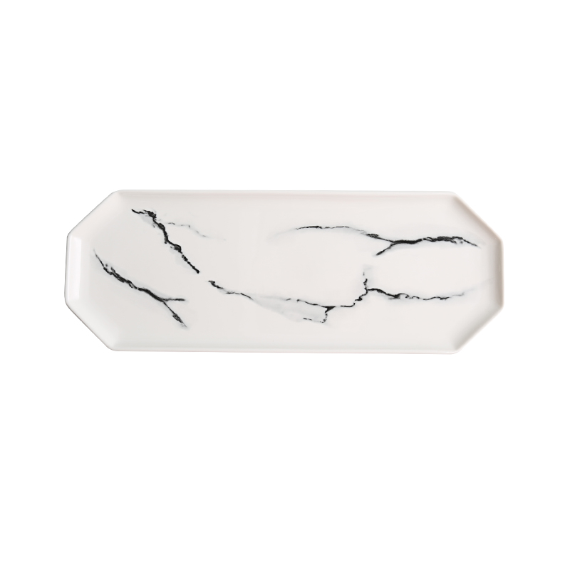 Japanese irregular marble rectangle sushi plate tray was western - style food dish hotel restaurant tableware ceramic plates