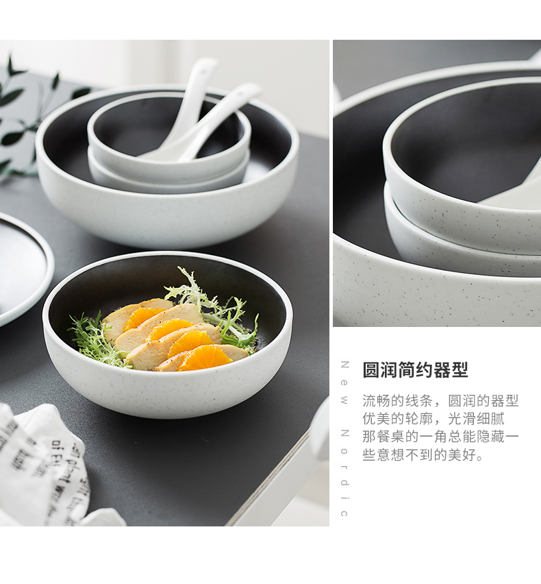 Nordic creative Japanese web celebrity ceramic tableware, a single bowl plates household contracted club food tableware plate of artistic conception