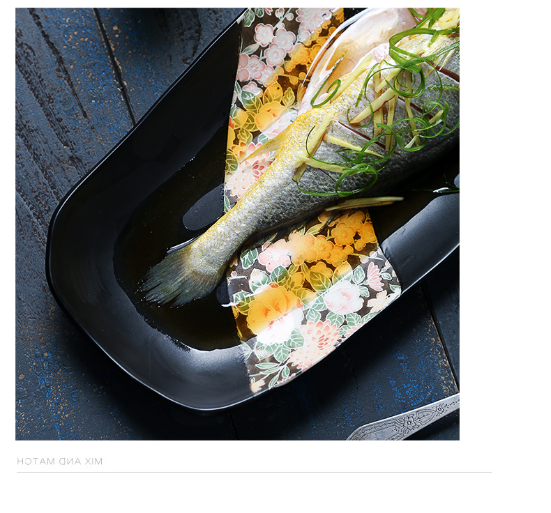Japanese ceramic rectangle super - sized fish dish creative move steamed fish hotel restaurant tableware in the food tray
