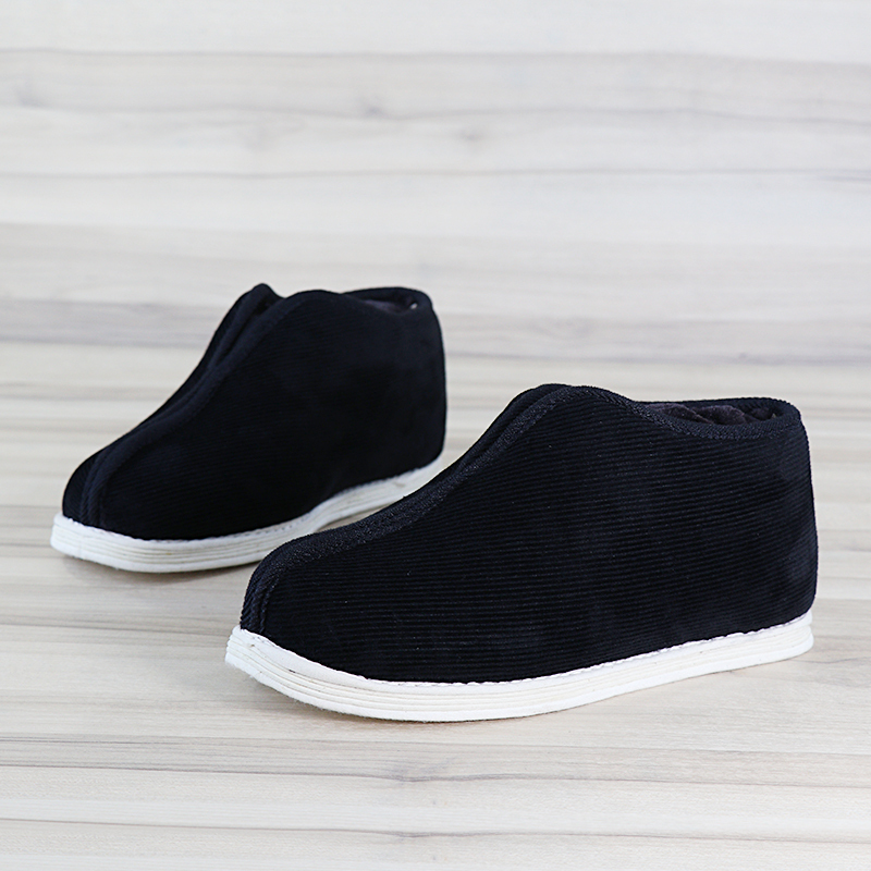 Warm Shoes for Men in Winter, Black Corduroy Cloth Shoes for Men, Middle-Aged and Elderly Men's Cotton-Soled Shoes, Men's Fleece-Lined Shoes