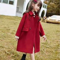 Girls Mao jacket 2021 Yangqi in the big coat of red Chinese New Chinese New Year clothes winter plus thick boy girl