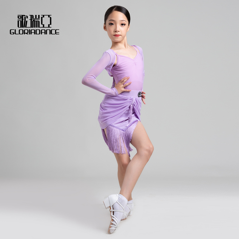 Gloria Latin dance dress girls autumn sling tassel skirt suit children's Latin practice performance clothes female 3332